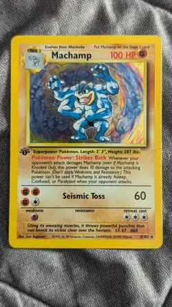Pokemon TCG Machamp Holo Rare 1st Edition unlimited edition Base Set - Image 1