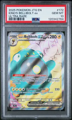 2025 POKEMON JTG EN-JOURNEY TOGETHER ULTRA RARE #172 IONO'S BELLIBOLT EX PSA 10 - Image 1