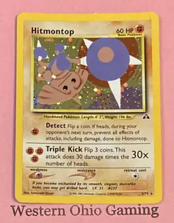 Pokemon TCG Hitmontop #3/75 DAMAGED Holo Foil CCG Neo Discovery - Image 1