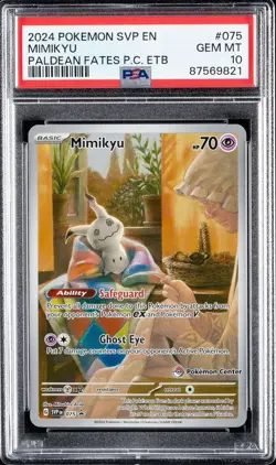 2024 POKEMON SVP PALDEAN FATES POKEMON CENTER ETB PROMO #075 MIMIKYU PSA 10 - Image 1