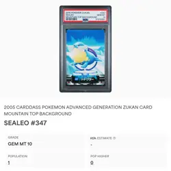 PSA 10 GEM MINT Sealeo #347 Carddass Zukan Advanced Gen. Bandai Pokemon POP 1 - Image 2