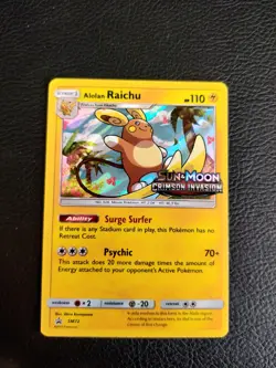 Pokemon TCG - Alolan Raichu SM72 Crimson Invasion Stamped Black Star Promo Holo - Image 1