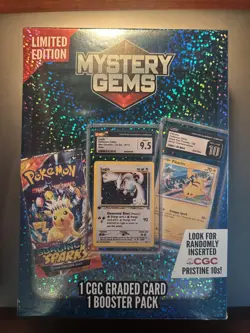 Pokemon Mystery Gems 1 CGC Graded Card & 1 Booster Pack 2025! New Sealed Box! - Image 1