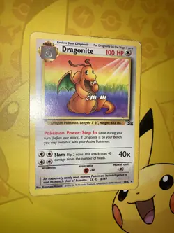 Pokemon card Dragonite Rare black star Non Holo card 19/62 Fossil set (WOTC) - Image 1