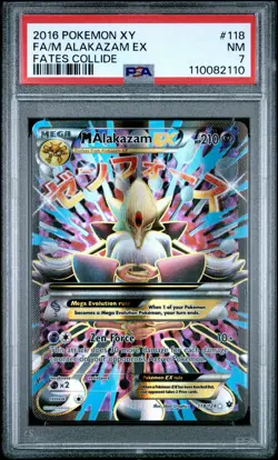 2016 POKEMON XY FATES COLLIDE #118 FULL ART/M ALAKAZAM EX PSA 7 - Image 1