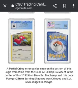 CRIMPED & CUT ERROR 2007 Pokemon Burning Shadows Porygon2 #104 CGC 4 - Image 3