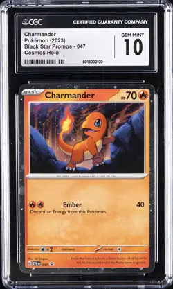 2023 POKEMON BLACK STAR PROMOS, COSMOS HOLO #047 CHARMANDER CGC 10 GEM MINT - Image 1