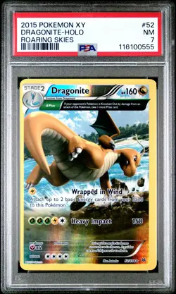 2015 POKEMON XY ROARING SKIES #52 DRAGONITE-HOLO PSA 7 - Image 1