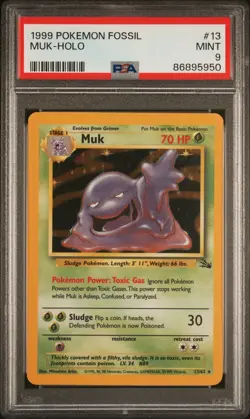 1999 POKEMON FOSSIL #13 MUK-HOLO PSA 9 - Image 1