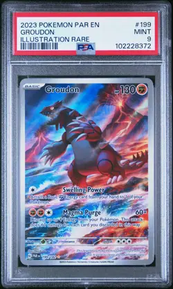 2023 POKEMON PAR EN-PARADOX RIFT ILLUSTRATION RARE #199 GROUDON PSA 9 - Image 1