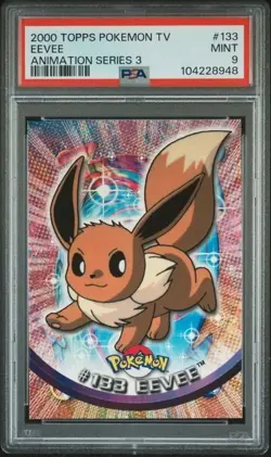 PSA 9 EEVEE 133 TOPPS POKEMON TV ANIMATION SERIES 3 2000 *NON HOLO FOIL* - Image 1