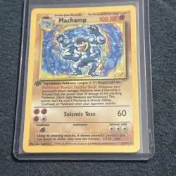 Pokemon TCG Machamp 008/102 Base Set 1st Edition Rare Holo Vintage LP - Image 1