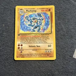 Pokemon TCG Machamp 008/102 Base Set 1st Edition Rare Holo Vintage LP - Image 3