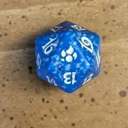 Magic the Gathering MtG 2008 Morningtide Spindown Die Blue/White W/White Ink - Image 1