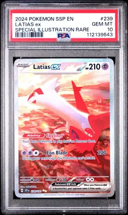 2024 POKEMON SSP EN-SURGING SPARKS SPECIAL ILLUSTRATION RARE LATIAS EX PSA 10 - Image 1