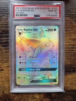 Pokemon English Espeon GX 152/149 Sun & Moon Base Secret Rare PSA 10 - Image 1