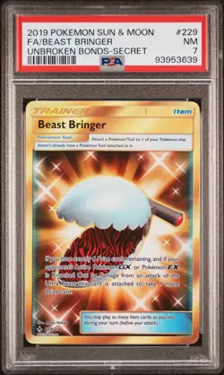 2019 POKEMON SUN & MOON UNBROKEN BONDS SECRET #229 FULL ART/BEAST BRINGER PSA 7 - Image 1