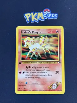 Pokemon TCG Blaine's Ponyta Gym Heroes 63/132 Regular 1st Edition LP. - Image 1