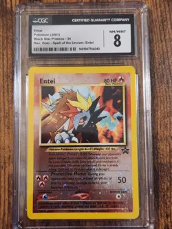 CGC Graded NM/Mint 8 Entei Pokemon 2001 Black Star Promos 34 Rev Holo - Image 1
