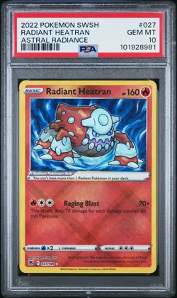 2022 POKEMON SWORD & SHIELD ASTRAL RADIANCE #027 RADIANT HEATRAN PSA 10 - Image 1