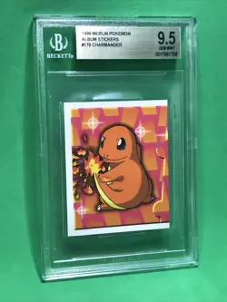 Beckett BGS Gem Mt. 9.5 Charmander Sticker VTG 1998 Pokemon Merlin Series 1 #178 - Image 1