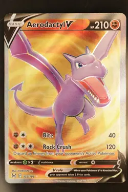 Pokemon TCG - Aerodactyl V 179/196 Full Art Rare Holo Lost Origin 2022 - NM - Image 1