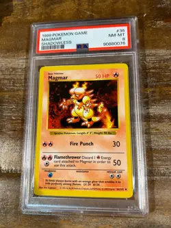 1999 Pokemon Game Base MAGMAR SHADOWLESS #36 PSA 8 RARE - Image 1