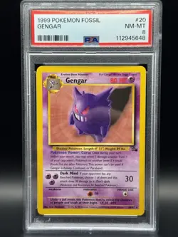 Pokemon TCG Gengar Non Holo Fossil Card 20/62 PSA 8 - Image 1