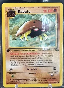 Kabuto 50/62 1st Edition Fossil Base Set WOTC Unlimited 1999 Pokemon Card - Image 1