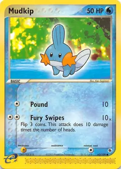 Mudkip 60/109 - NON-HOLO - EX Ruby and Sapphire - e-READER Pokemon Card - NM/M - Image 1