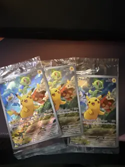Pikachu 027 Sv: Scarlet & Violet Promo Cards Pokemon Center Stamp And 2x Non! - Image 1