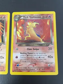 Dark Quilava 39/105 & HOLO Typhlosion 10/105 Neo Pokemon Trading Cards - Image 3