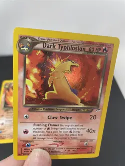 Dark Quilava 39/105 & HOLO Typhlosion 10/105 Neo Pokemon Trading Cards - Image 4