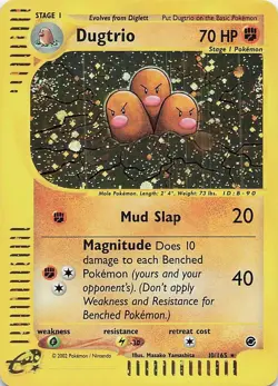 Dugtrio 10/165 Expedition Holo Rare w/ Swirl LP Vintage Pokemon Card 2002 - Image 1