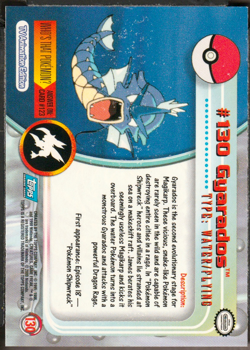 2000 Topps Pokemon TV Animation Edition Series 3 Non Holo Foil #130 Gyarados - Image 2