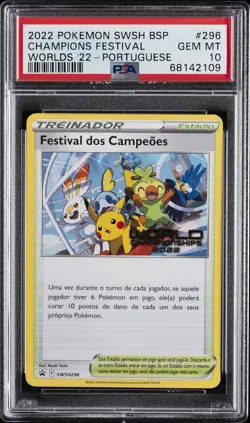 2022 POKEMON SWSH BLACK STAR PROMO #296 CHAMPIONS FESTIVAL PSA 10 - Image 1