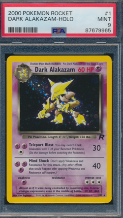 2000 Pokemon Rocket #1 Dark Alakazam-Holo PSA 9 Mint - Image 1
