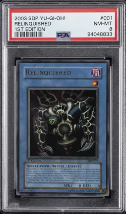 2003 YU-GI-OH! STARTER DECK: PEGASUS 1ST EDITION #001 RELINQUISHED PSA 8 - Image 1