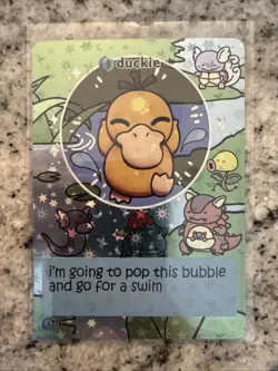 Pokiebubies 1st Edition Holo Duckie (Psyduck) Pokemon fan art card - Image 1