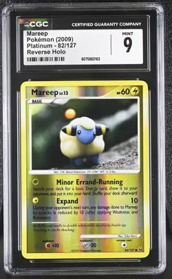 CGC 9 MINT Mareep 2009 Platinum 82/127 Reverse Holo Pokemon Card - Image 1