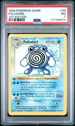 1999 POKEMON BASE SET 1ST EDITION #38 POLIWHIRL PSA 7 - Image 1