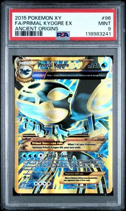 2015 POKEMON XY ANCIENT ORIGINS #96 FULL ART/PRIMAL KYOGRE EX PSA 9 - Image 1