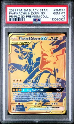 2021 POKEMON SM BLACK STAR PROMO #SM248 FULL ART/PIKACHU & ZEKROM GX PSA 10 - Image 1