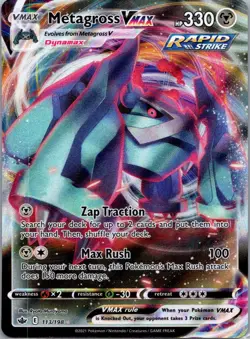 Pokemon TCG Metagross VMAX 113/198 Chilling Reign NM - Image 1