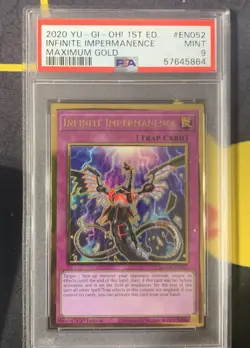 2020 YuGiOh 1st Edition Infinite Impermanence Maxium Gold MAGO-EN052 PSA 9 MINT - Image 1