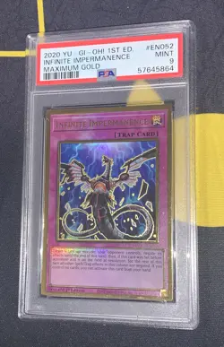 2020 YuGiOh 1st Edition Infinite Impermanence Maxium Gold MAGO-EN052 PSA 9 MINT - Image 3