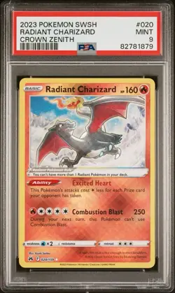 2023 Pokemon Sword & Shield Crown Zenith # 020 Radiant Charizard PSA 9 Card MINT - Image 1