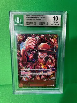 2022 ONE PIECE MONKEY.D.LUFFY REGIONAL TOP 8 PRIZE CARD ST10-006 BECKETT BGS 10 - Image 1