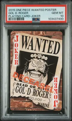 2015 ONE PIECE WANTED POSTER PLAYING CARDS JOKER GOL D. ROGER PSA 10 - Image 1