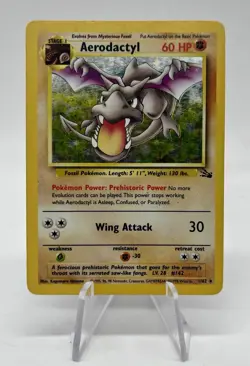Pokemon TCG Aerodactyl Fossil Holo Card 1/62 Unlimited Rare Vtg - Image 1